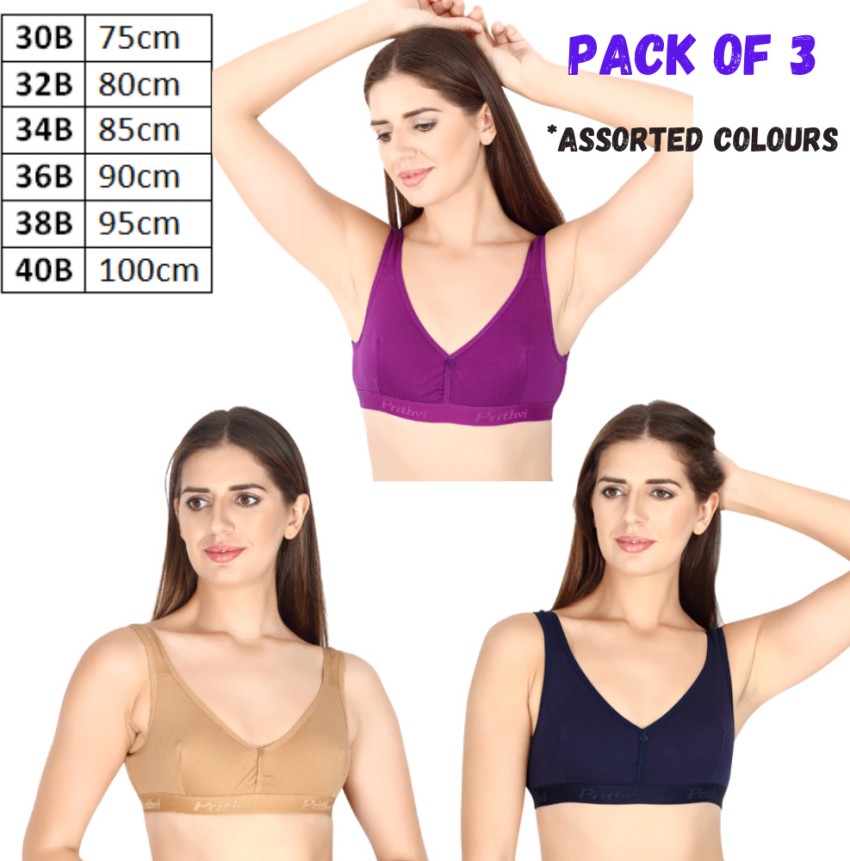 Buy Poomex® Cotton Bra for Girls and Women's - (Pack of 5) (Multicolour)  (30B) at