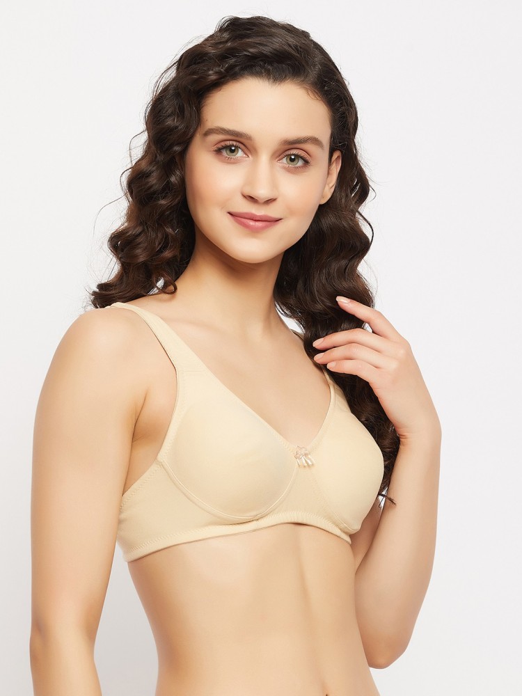 Buy Padded Non-Wired Demi Cup Bra in Cream Colour Online India