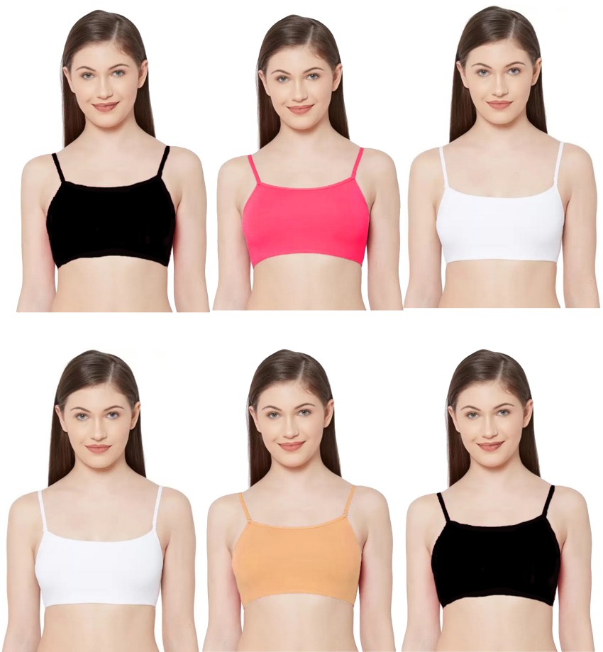 CHARMMODE Pack of 6 Girls Everyday Non Padded full Coverage Cotton sports  Bra (Multicolor) Girls Training/Beginners Non Padded Bra - Buy CHARMMODE  Pack of 6 Girls Everyday Non Padded full Coverage Cotton