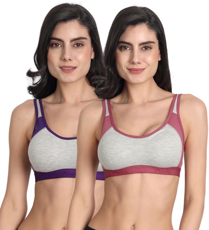 Aimly Women's Cotton Seamless Non-Padded Full Coverage Sports Bra