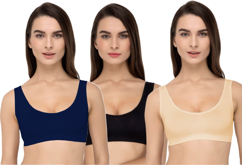 ADSSwitch Women's 95 % Cotton & 5 % Spandex, Non-padded Non-Wired Air  Sports Bra Pack of 3 Women Sports Non Padded Bra - Buy ADSSwitch Women's 95  % Cotton & 5 %