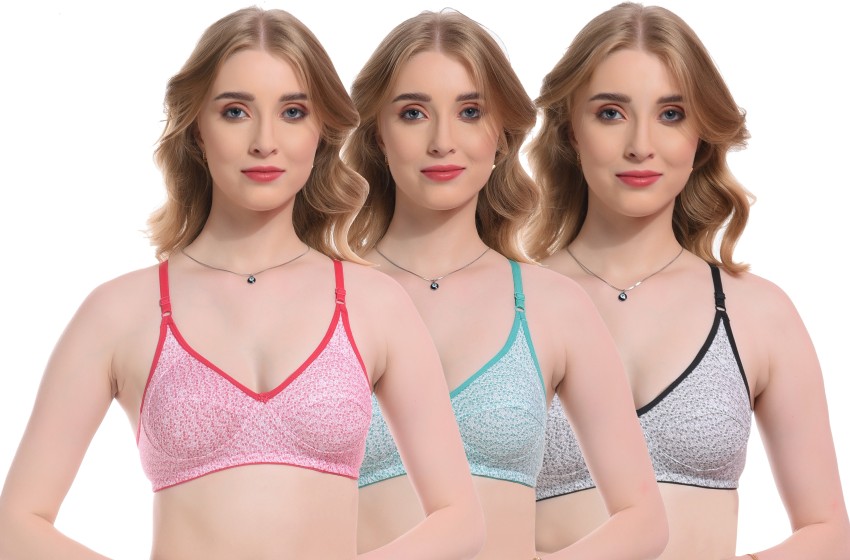 Buy Pack of 3 Women Everyday Non Padded Bra (Multicolor) online in