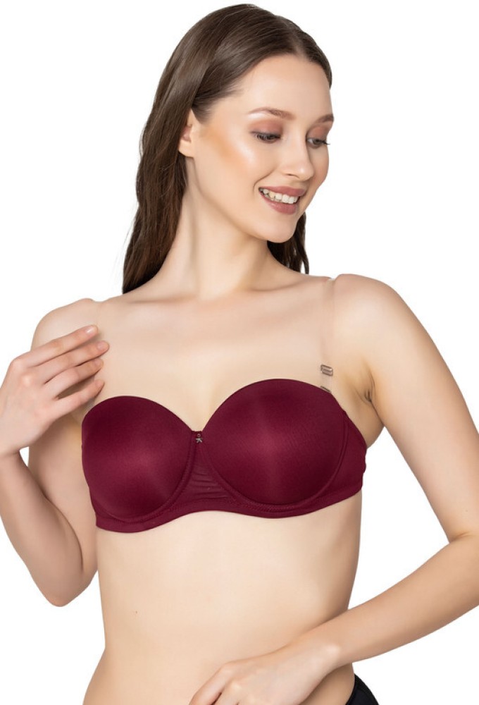 Piftif Women's Silicone Lightly Padded Wired Push-Up Bra Strapless