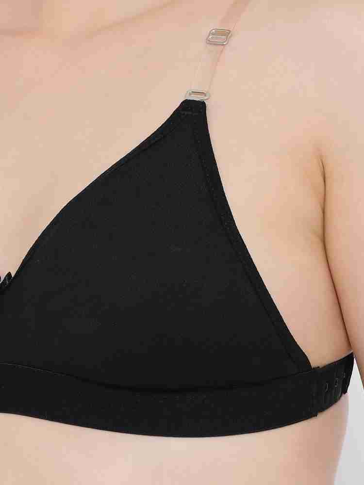 Buy Clovia Invisi Lightly Padded Non-Wired Full Cup Multiway Backless T-Shirt  Bra in Black with Transparent Straps & Band - Cotton Rich Online