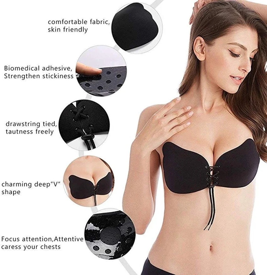 Kddylitq Bras For Sagging Breasts Comfortable Sexy Sticky Push Up Bra  Bralette Lingerie Wireless Supportive Padded Bras Buckle Smoothing Placed