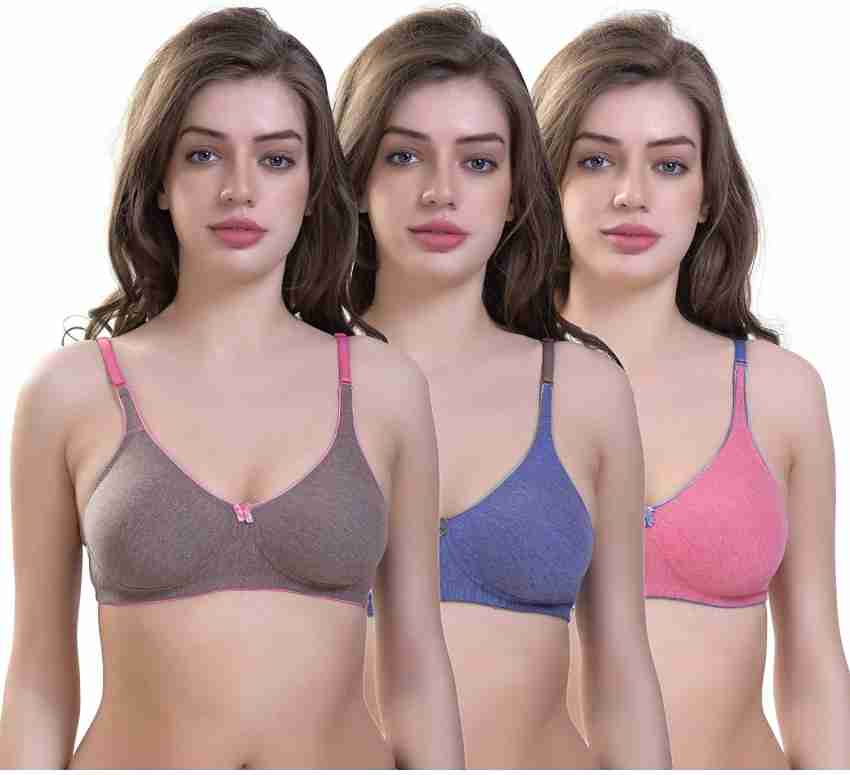 Buy TRIPLE SJ ENTRPRISES Stylish Wire Free Bra Set (Combo Pack Of 3) Women  Balconette Non Padded Bra Online at Best Prices in India