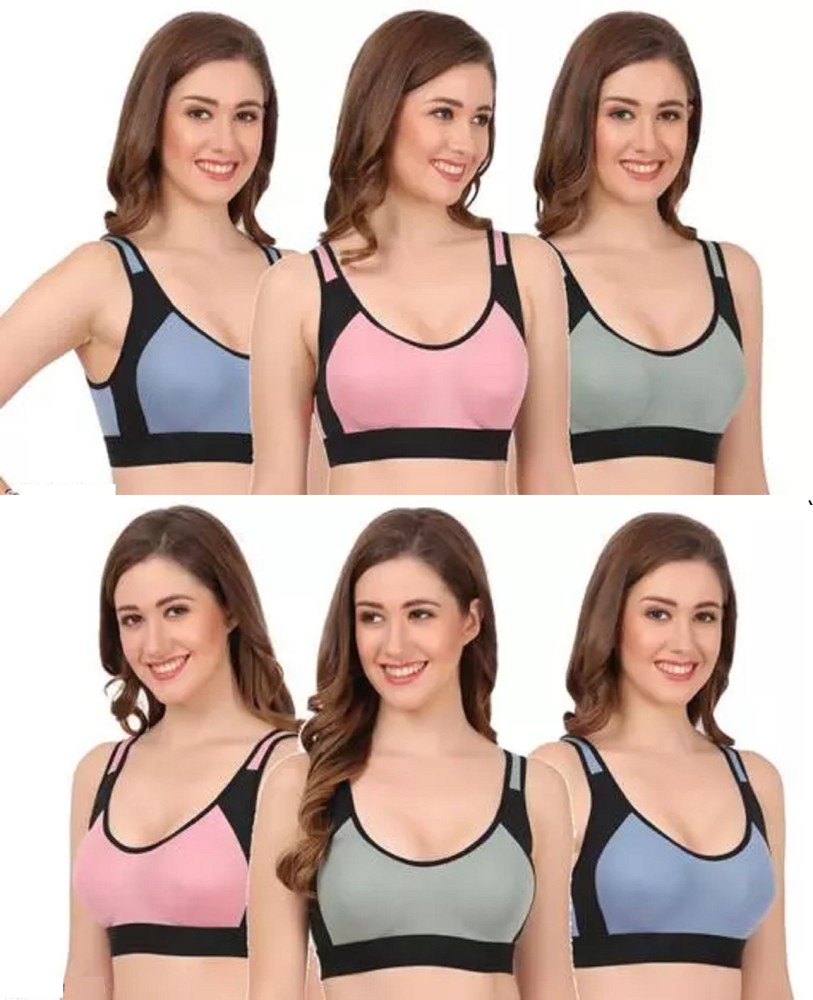 Komal Traders Combo PAck of 6 Sports Bra for Girls Begineers Gym Yoga  Workout Women Sports Non Padded Bra - Buy Komal Traders Combo PAck of 6 Sports  Bra for Girls Begineers