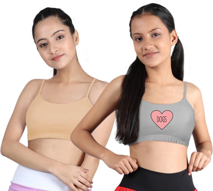 Dchica Adjustable Thin Strap Bra for Girls Non-Wired Gym Workout