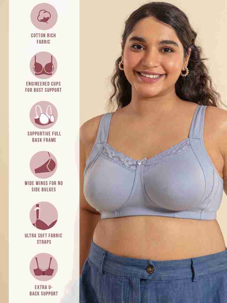 Nykd Super Support Everyday Cotton Lace Bra-Non Padded, Wirefree Full  Coverage-NYB190 Women T-Shirt Non Padded Bra