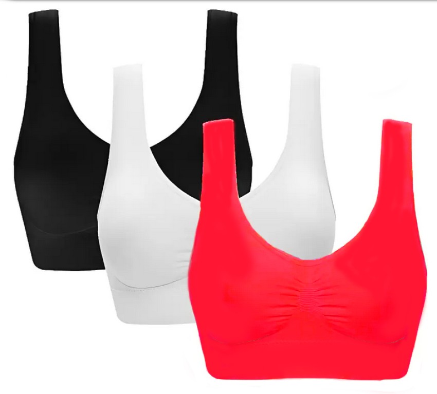 BRAAFEE Pack of 3 Girls Stretchable Air Cotton sports non padded