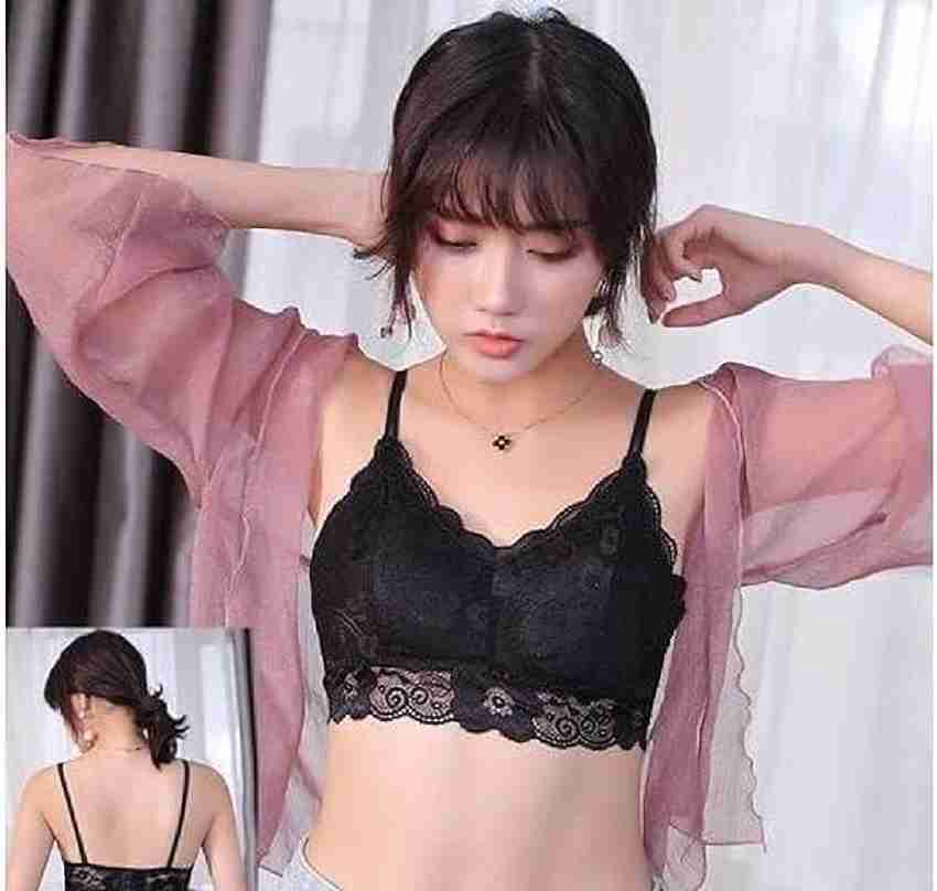 Dressing Floral Black Lightly Padded Push up Bra - For Her from