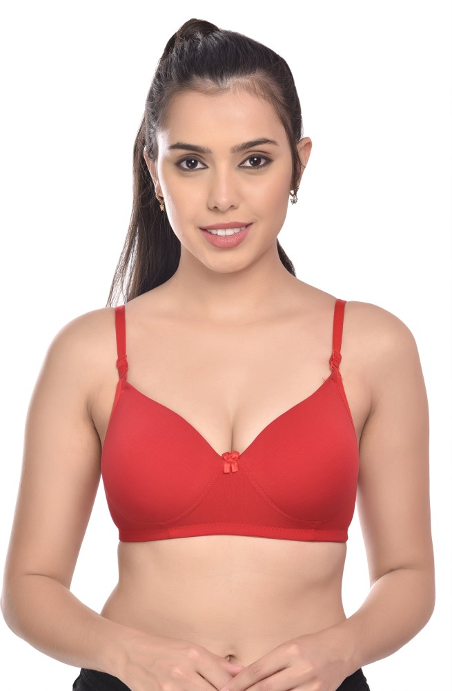 Buy The T-shirt Cotton Push-up Perfect Shape Bra - Red At 62% Off