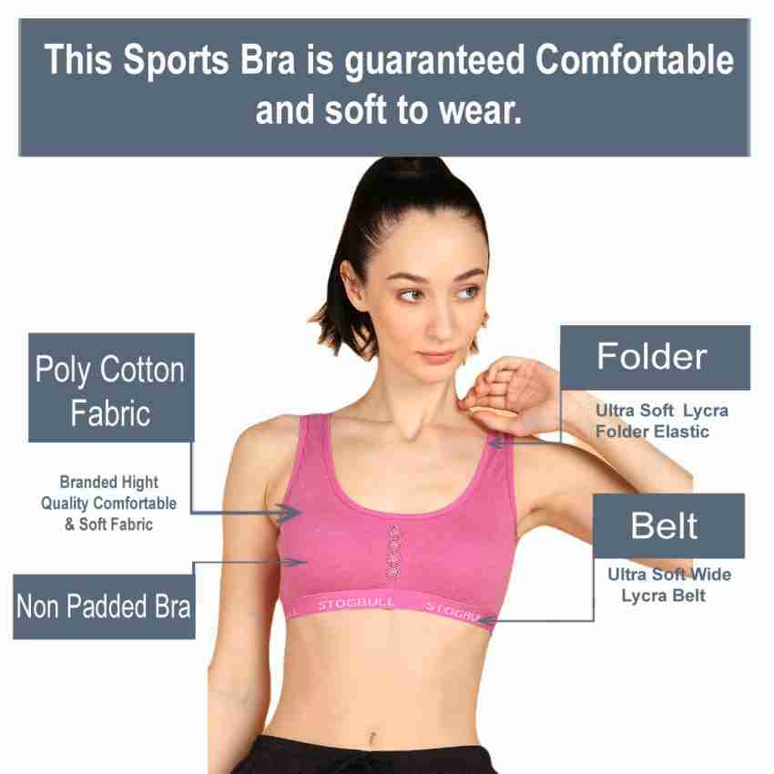 STOGBULL PolyCotton Sports Bra Non Padded Gym Yoga Exercise