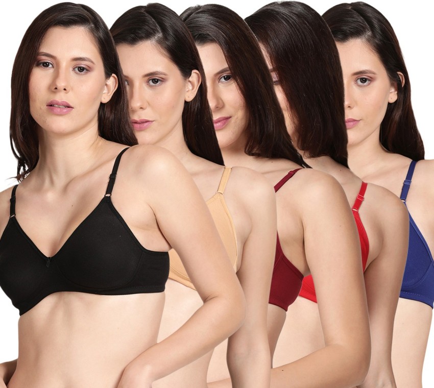 Shyle Shyle Cute Non Padded Seamed Casual Bra-Multicolor(Pack of 5