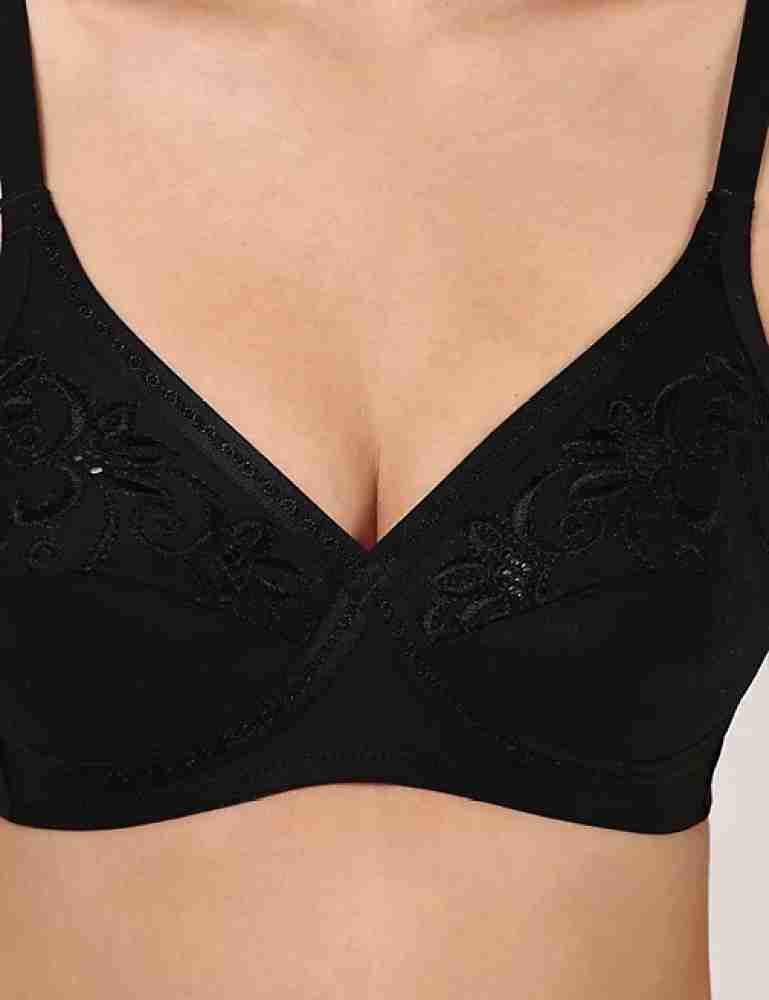 MARKS & SPENCER Cotton Mix Embroidered Bra T337020XBLACK (34C