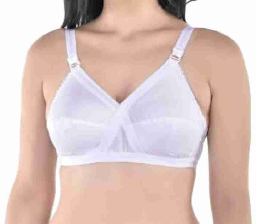 Pack of 2) Cotton Non-Padded Non-wired Full Coverage Support White