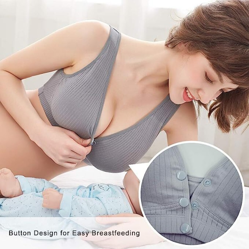 Wave Fashion Button Feeding Bra Women Maternity/Nursing Lightly