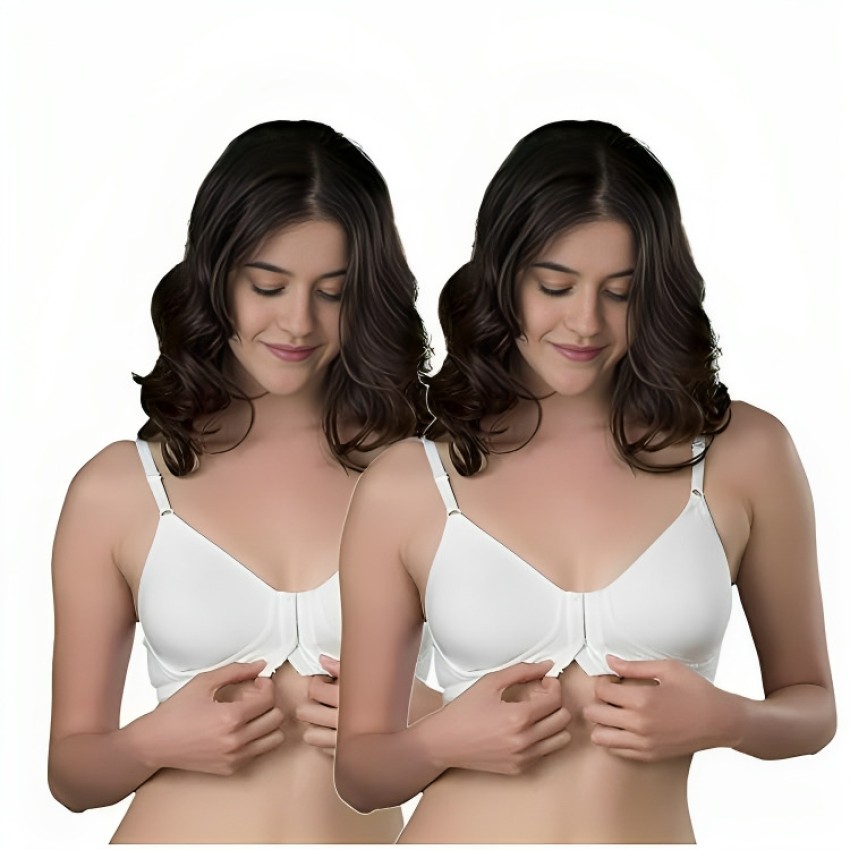 Twinkal Undergarments Front Hook Bra in White Color - Pack of 2