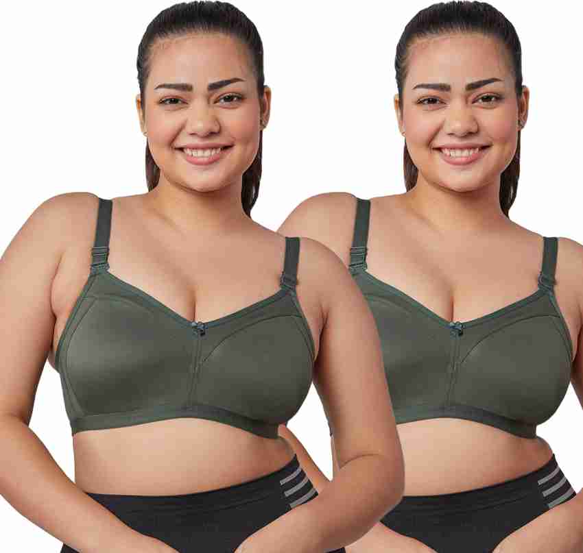 Buy maashie M4408 Cotton Non-Padded Non-Wired Everyday Bra, Olive 32C, Pack of 2 Women Full Coverage Non Padded Bra Online at Best Prices in India