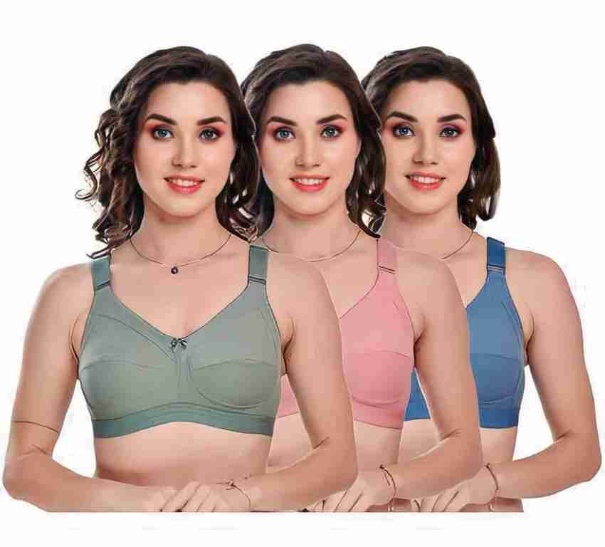 Soft Cotton Hosiry Fabric Half Net Imported Style Bra for Women Multi Color  - 03 Hooks Cotton Bra for Girls Ladies Under Garments