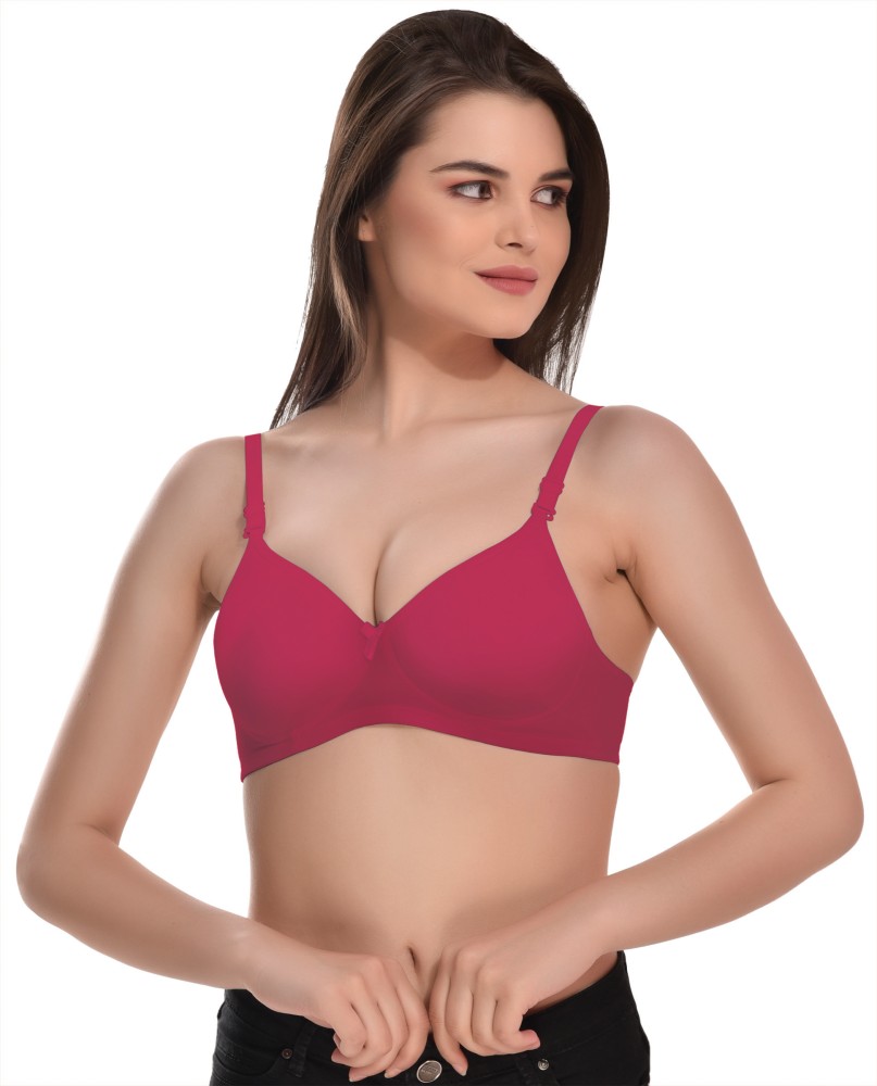 Buy Alishan Pack of 2 Non Padded Cotton T Shirt Bra - Pink , Red Online at  Low Prices in India 