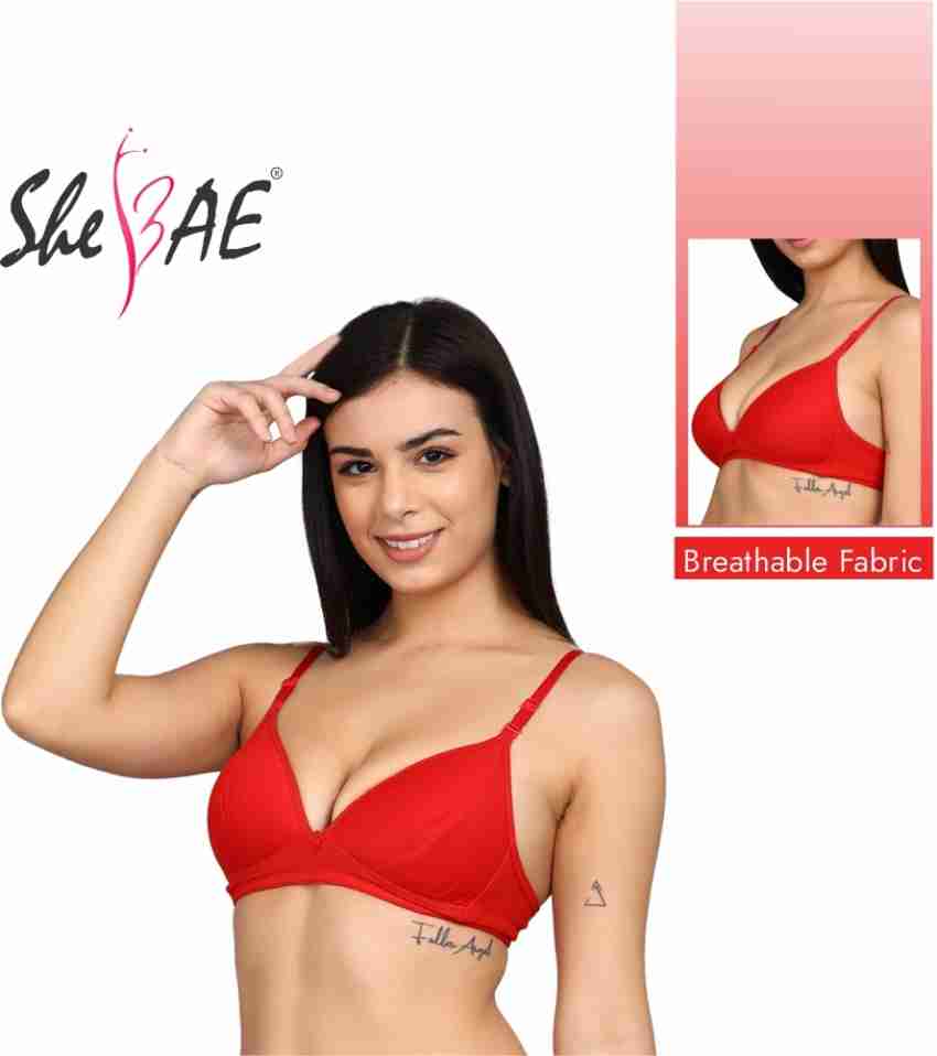 SHEBAE Cotton Padded Non Wired Bra with Detachable Straps Women T