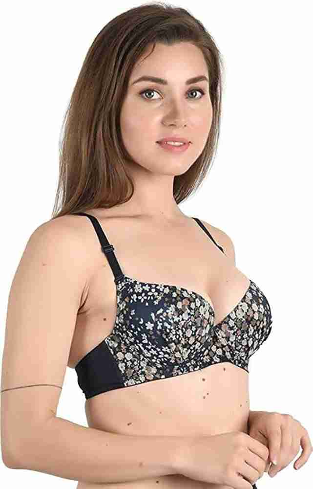 QAUKY Stylish Push-up Flower print padded bra Women Balconette