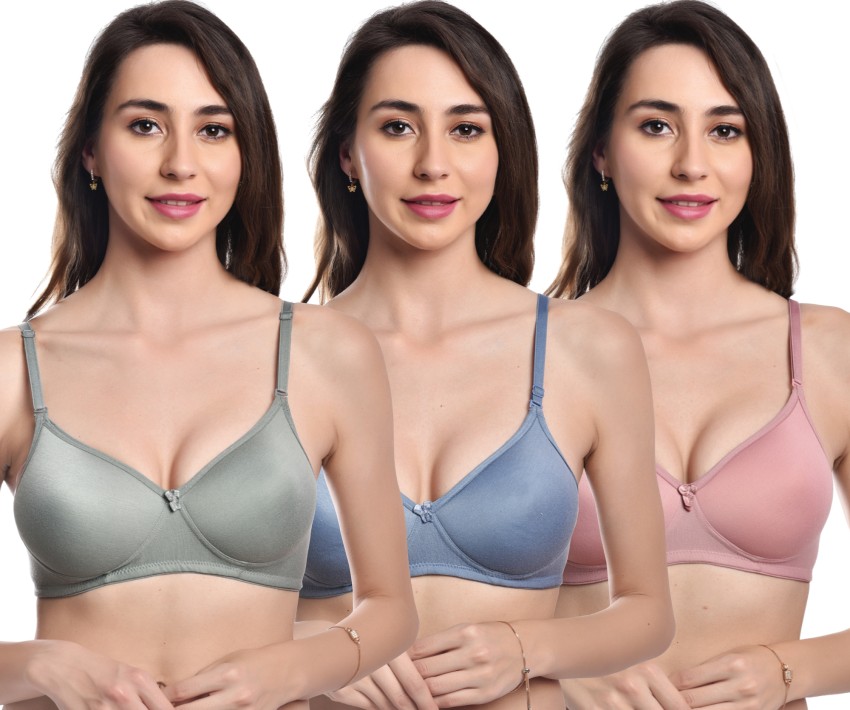 LUZWE Full Coverage Non Wired Padded Daily Use Regular Bra Combo Pack of 3  Multicolor Women Everyday Lightly Padded Bra - Buy LUZWE Full Coverage Non  Wired Padded Daily Use Regular Bra
