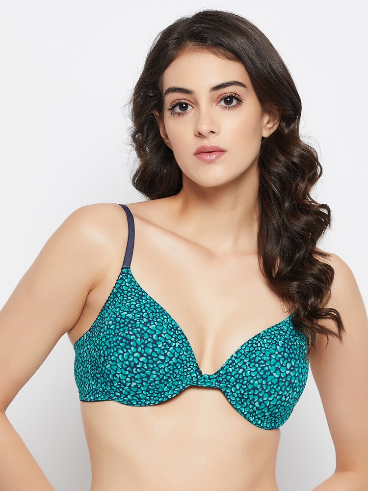 Buy Clovia Padded Underwired Demi Cup T-shirt Bra in Turquoise