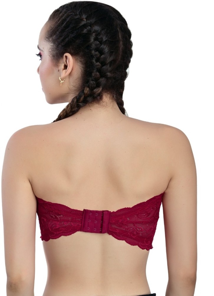 Buy sheBAE Women's Cotton lace Padded Bralette Bra Maroon Online