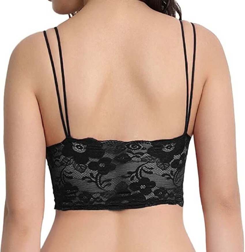 Buy STYLE FLAKES Padded Lace Bralettes Sexy Lace Bralette with Straps Fancy  Bra for Women and Girls Pack of 3 Black White Skin Size 28 to 36 at