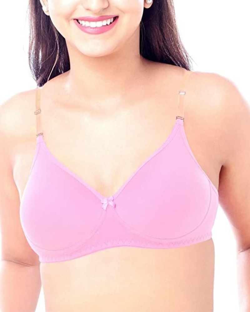 HANG BANG Women's Padded Non Wired Transparent Detachable Bra (Pink, 34B)  Women Everyday Lightly Padded Bra - Buy HANG BANG Women's Padded Non Wired  Transparent Detachable Bra (Pink, 34B) Women Everyday Lightly