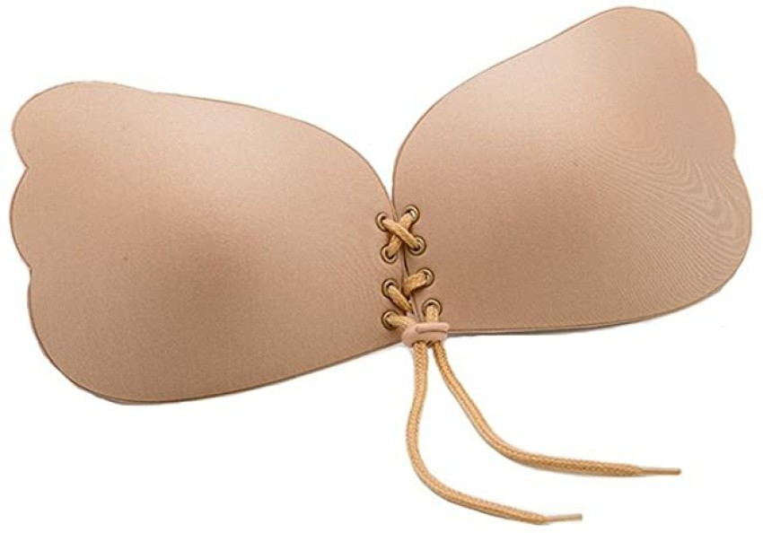 Women Nylon Padded Non-Wired Reusable Backless Strapless Push up