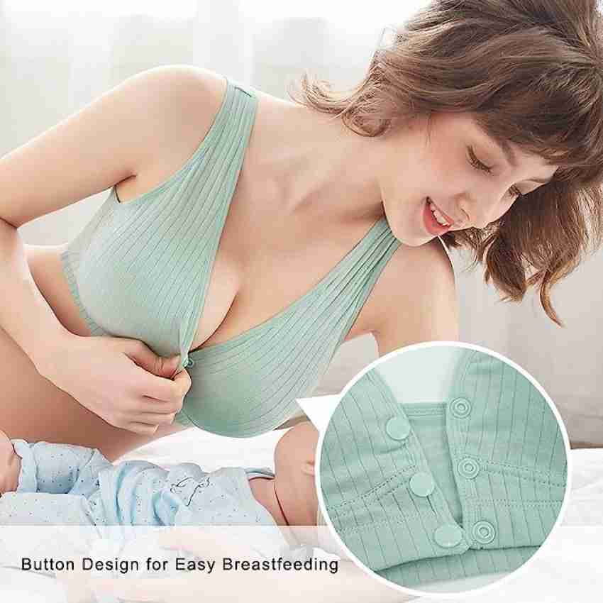 Zylum Fashion Women's Maternity Button Front Nursing Bra Comfy