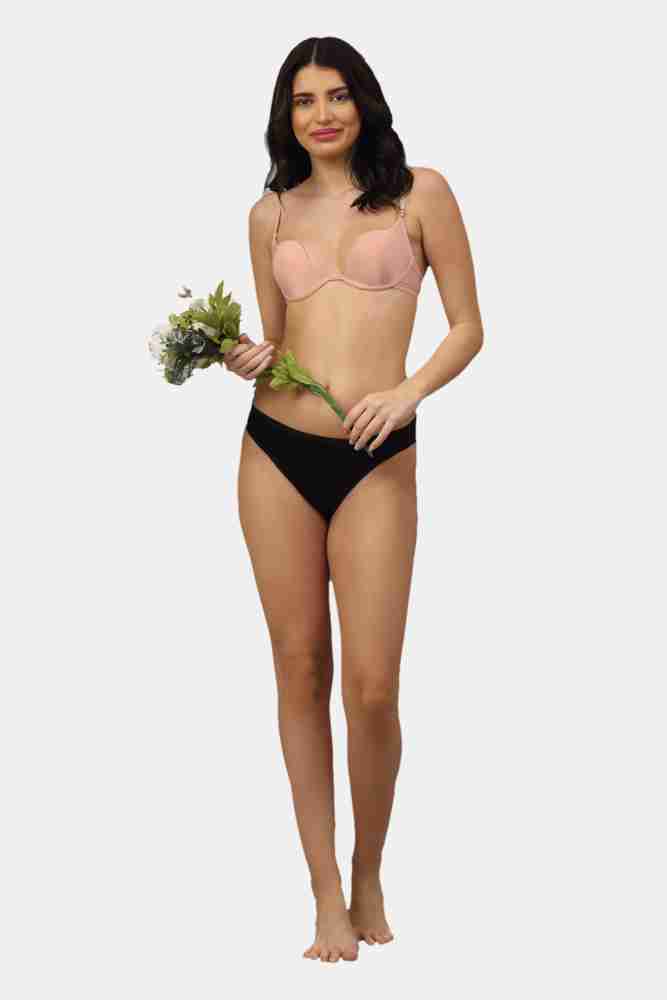 Buy PrettyCat Beautiful Plunge Pushup U Shape Bra Panty Set - Nude online