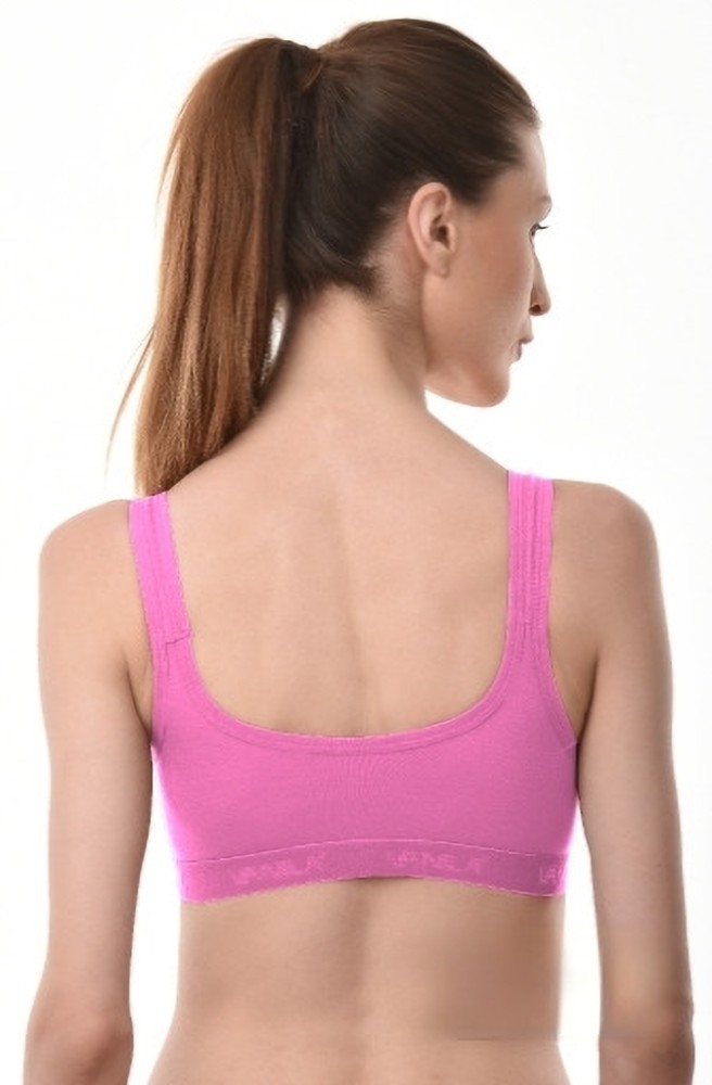 Vanila B Cup Sports Bra Interlock & Cotton Fabric (Black,Pink
