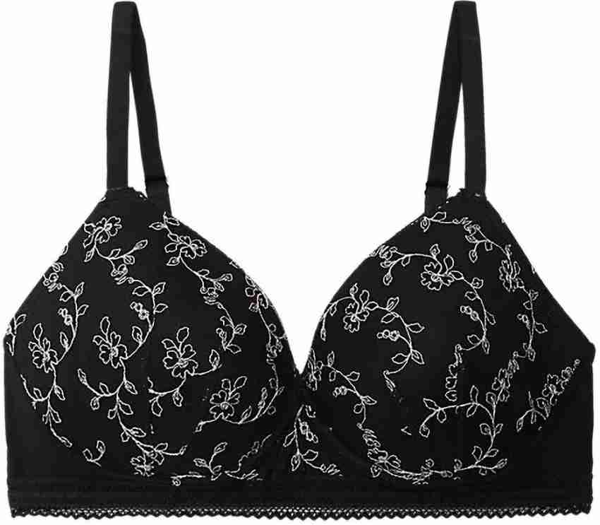 Buy MARKS & SPENCER Archive Embroidery Non Wired Plunge Bra A-E  T333004BLACK MIX (34D) Women Everyday Lightly Padded Bra Online at Best  Prices in India