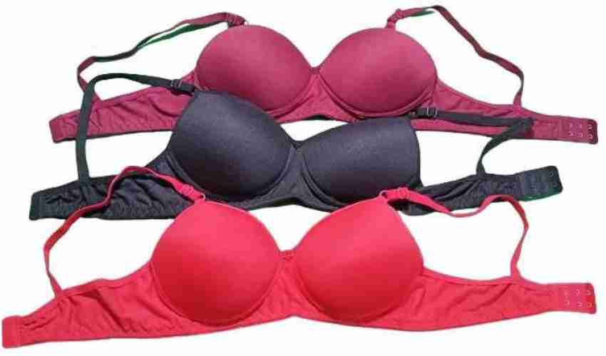 AA R HOSIERY Women's Cotton Padded Non-Wired Push-UP Bra Combo Pack of 3