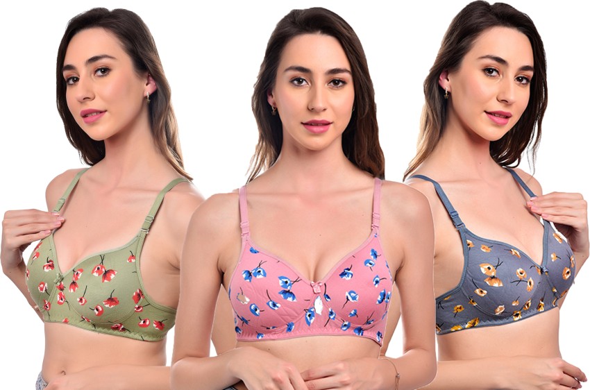 LUZWE Mid Coverage Non Wired Daily Use Regular Bra Padded Combo