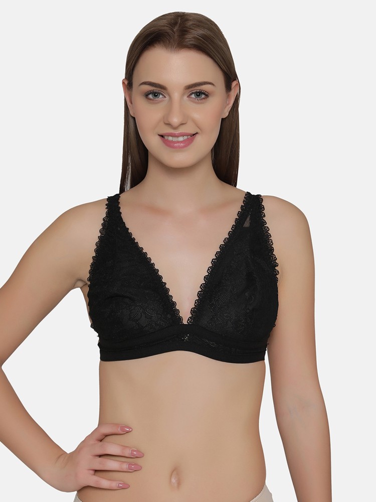 Buy Clovia Black Lace Non-Padded Bralette Bra for Women's Online