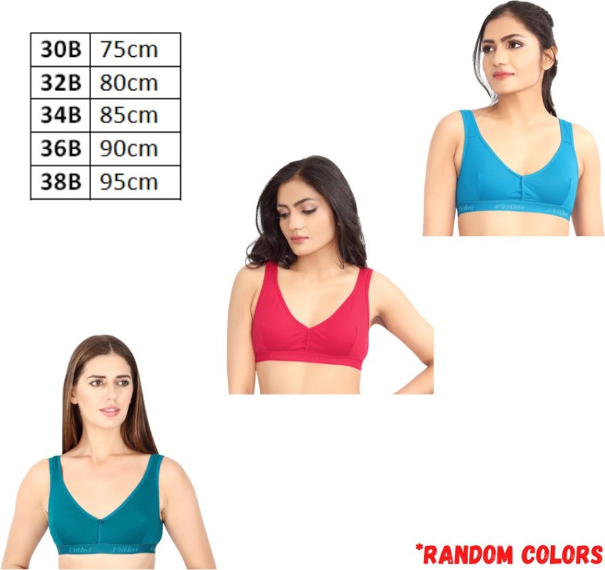 Prithvi Sports Bra For Girls & Women's (Pack of 3, Random Colors