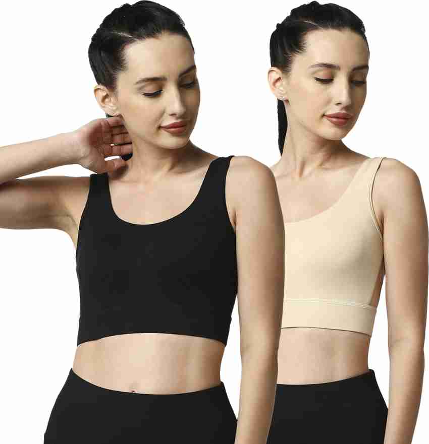 SOIE Medium Impact Non Padded Non Wired Long Line Sports Bra (Pack Of 2)  Women Sports Non Padded Bra - Buy SOIE Medium Impact Non Padded Non Wired  Long Line Sports Bra (