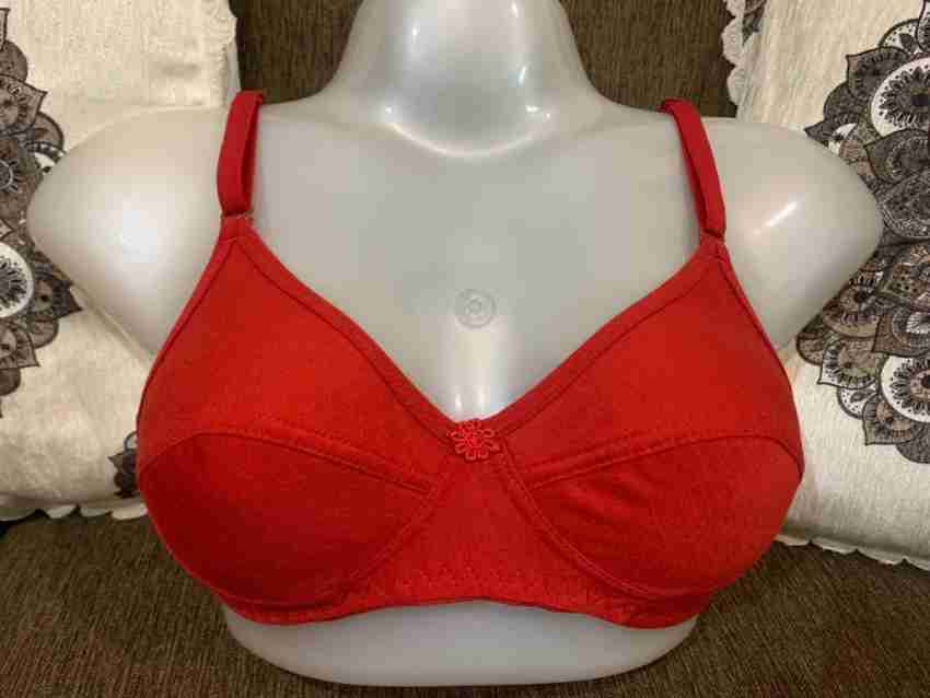 Beginners Plain Rainbow red cotton colour round stitched bra at Rs
