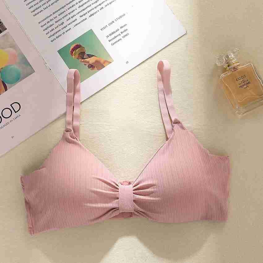 TIANEK Solid Color Fashion Bowknot Comfortable Hollow Out No Rims Knix Bras  for Women Reduced Price 