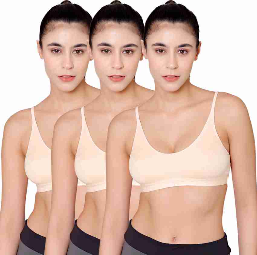 Buy BODYCARE Sweetheart Women's Elastic Straps Non Padded Bra in Pack of 3  (Black, White, Beige, 32) at