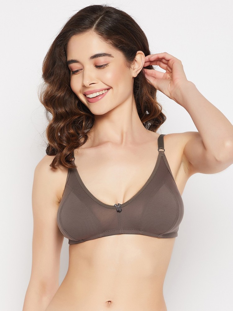 Buy Clovia Non-Padded Non-Wired Full Cup Bra in Grey - Cotton