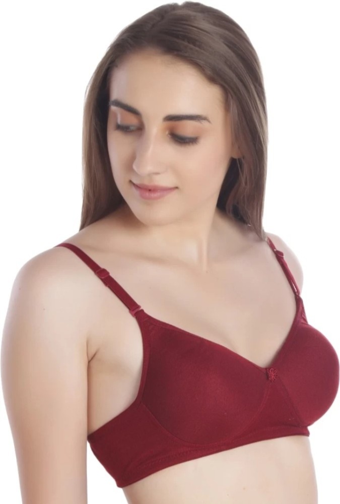 Buy online Maroon Lace Tshirt Bra from lingerie for Women by Prettycat for  ₹379 at 46% off