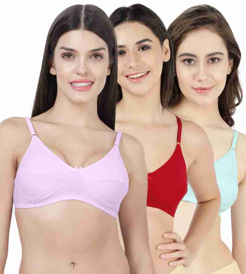 Buy Shyaway Shyle Non Padded Seamed Everyday Bra Multicolor (Pack of 3)  Online
