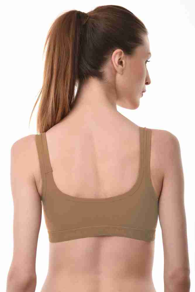 Vanila B Cup Sports Bra Interlock & Cotton Fabric (Red,Beige, Size