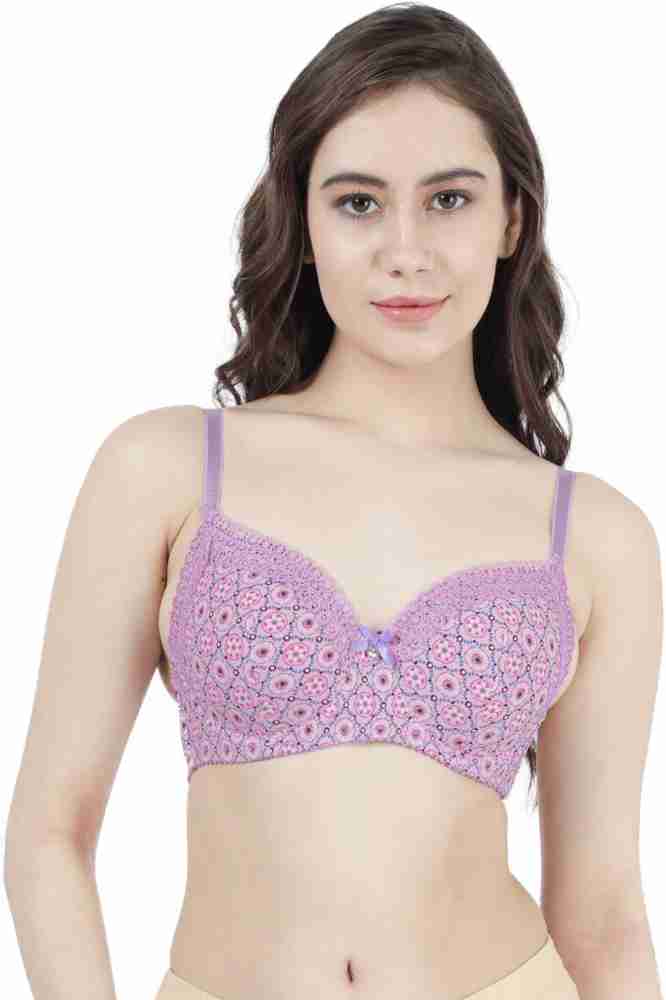 Buy Susie by Shyaway Women's Dusty Pink Lace Padded Wired 3/4th Coverage Bra-32B  at
